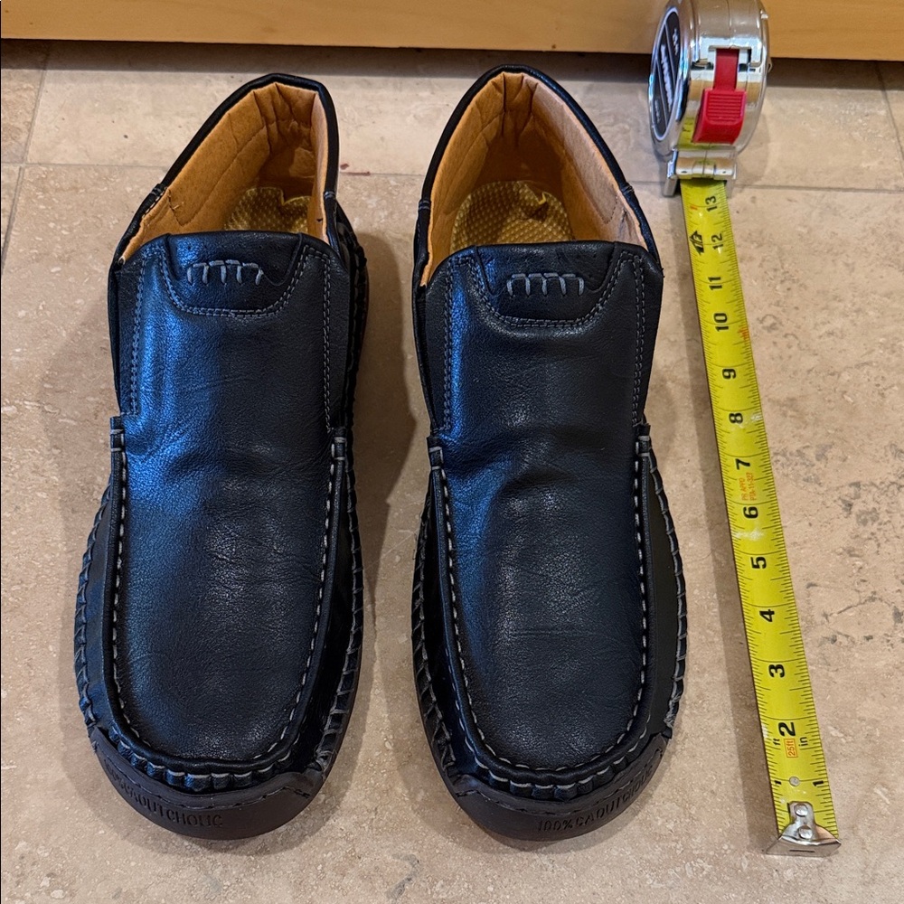 Men's Black Leather Slip-On Shoes
